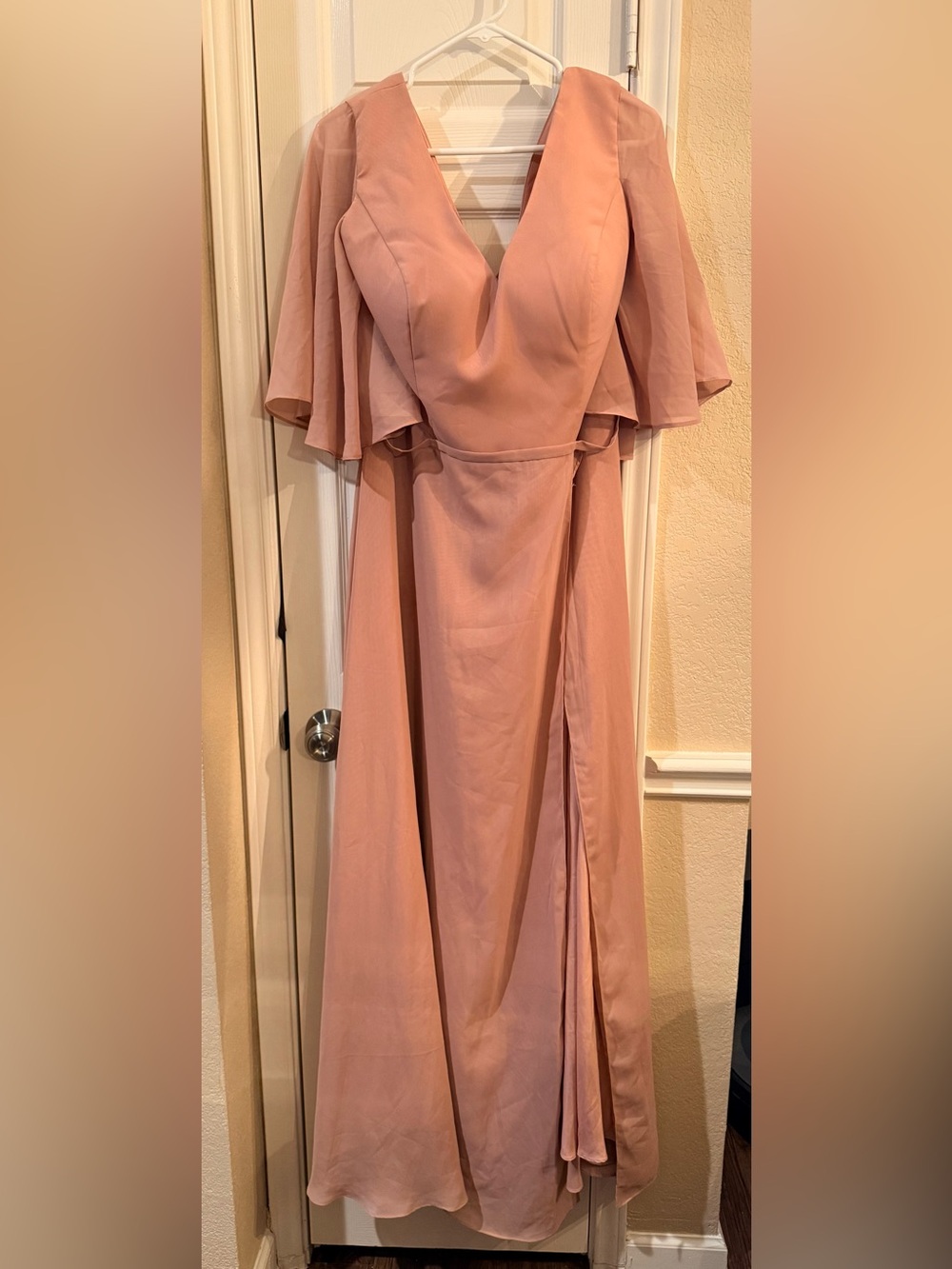 JJs House Blush Pink V-Neck Flutter Sleeve Maxi Dress